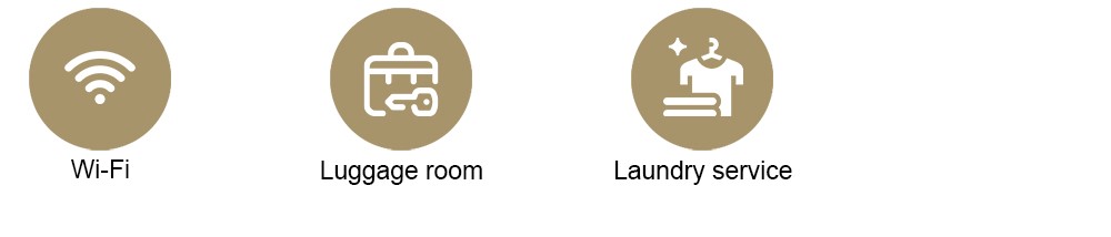 Icons for Wi-Fi, luggage room, and laundry service.